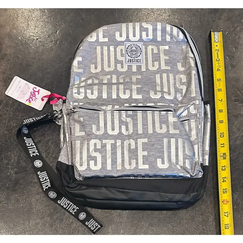 NEW Girls Justice Backpack.  School Bag book bag Silver, Gray